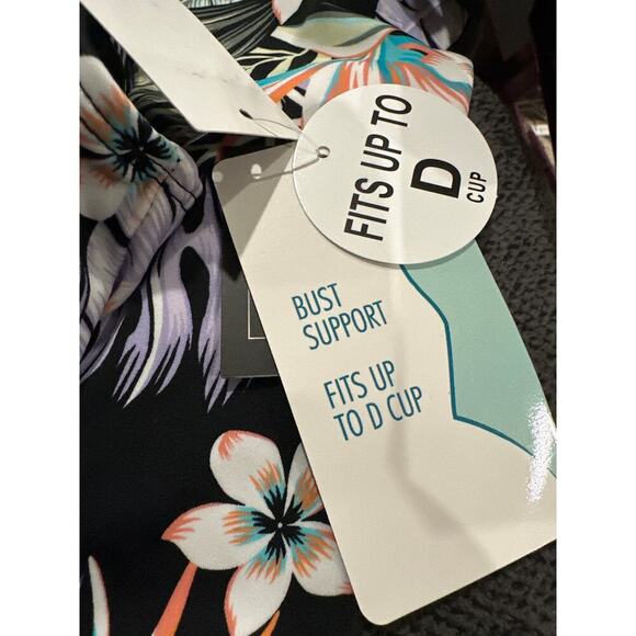 Swim Solutions Bring Me Flowers Pleated Front Tankini Swim Top Size 16 - Picture 4 of 8